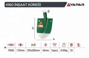 *YAPAR YEŞİL 4160 İNŞAAT KÜREĞİ 1*25