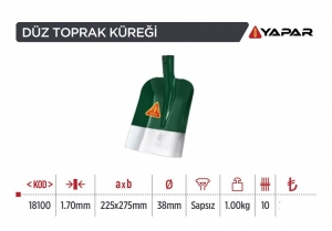 *YAPAR 18100 DÜZ TOPRAK KÜREĞİ(1.70 ÇELİK)1*10