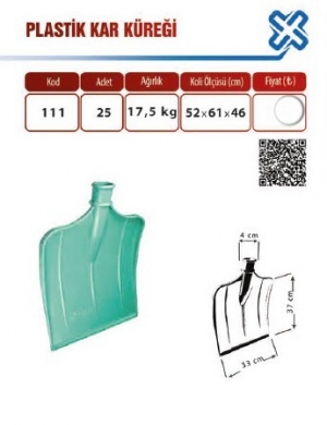 TUNA 111 PLASTİK KAR KÜREĞİ(YEŞİL) 1*25