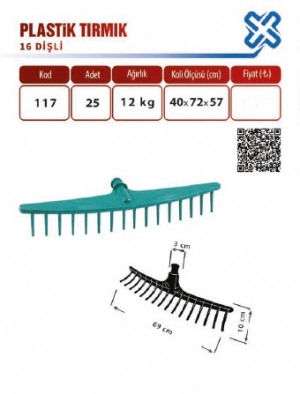 TUNA 117 PLASTİK TIRMIK 16 DİŞ 1*25