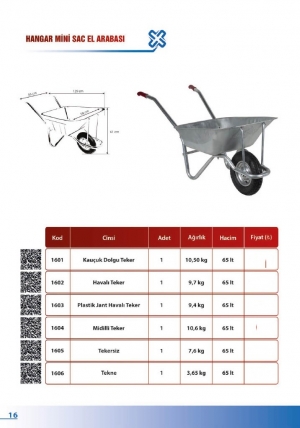 TUNA 1606 HANGAR MİNİ SAÇ EL ARABA TEKNESİ