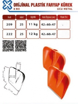 TUNA 209 PLASTİK ORJ. 8 NO FARYAP KÜREK 1*25