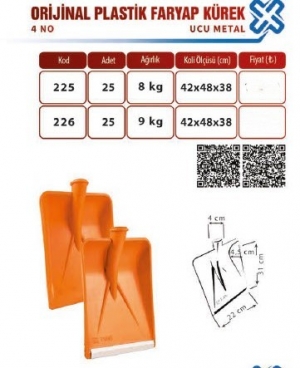 TUNA 225 PLASTİK ORJ. 4 NO FARYAP KÜREK 1*25