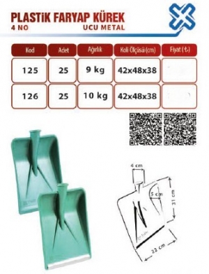 TUNA 125 PLASTİK 4 NO FARYAP KÜREK 1*25