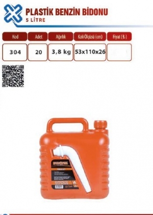 TUNA 304 PLASTİK BENZİN BİDONU 5 LİTRE 1*20